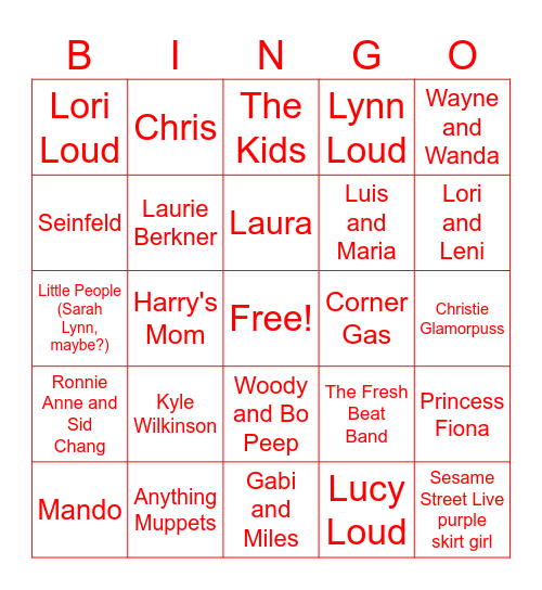 Elmo Bingo Card