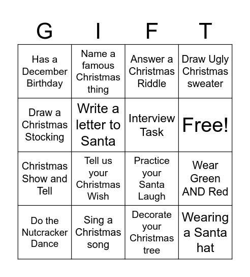 Christmas Bingo! Bingo Card