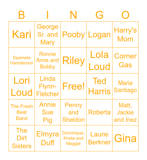 Ernie Bingo Card