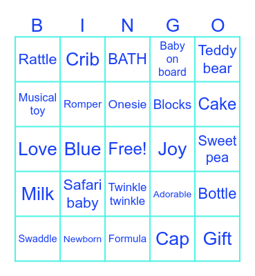 Rania's Baby Shower Bingo Card