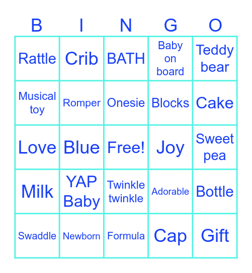 Sis Lovey's Baby Shower Bingo Card
