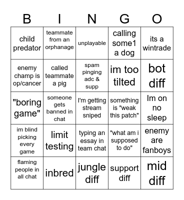 tarzaned bingo Card