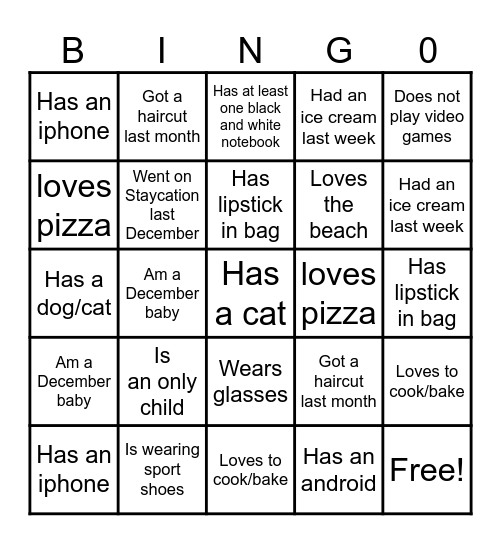 Ice-Ice Breaker! Bingo Card