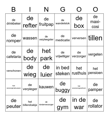 Zorgen voor Bingo Card