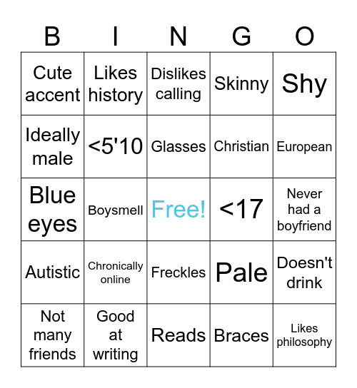 My ideal type! Bingo Card