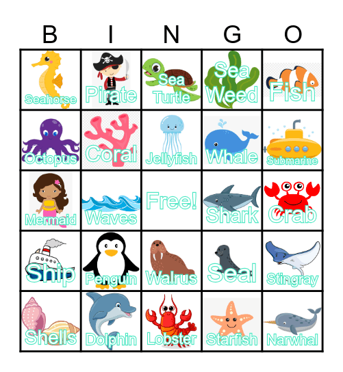 Ocean Bingo - Summer Reading Bingo Card
