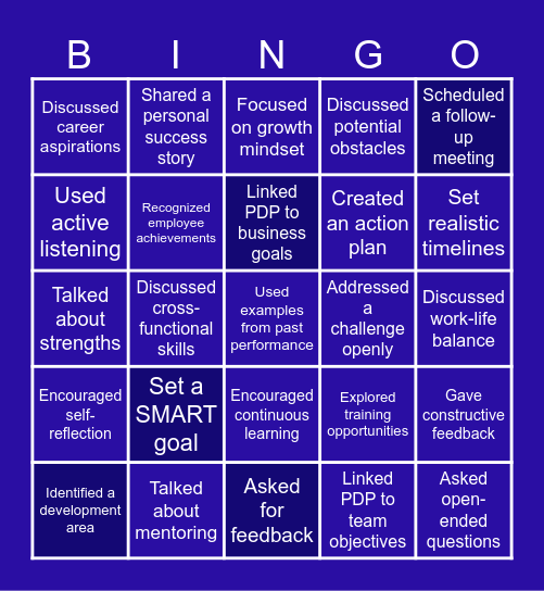 Personal Development Plan Bingo Card