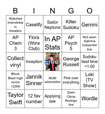 ME! Bingo Card
