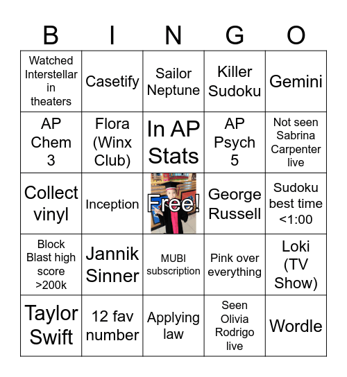 ME! Bingo Card