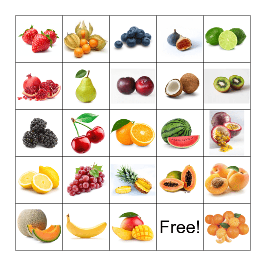 FRUITS Bingo Card