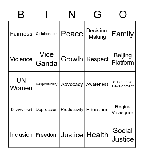 Empowerment Bingo: Equality for All Bingo Card