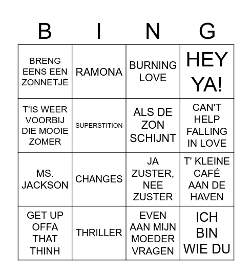 MUZIEK BINGO Card