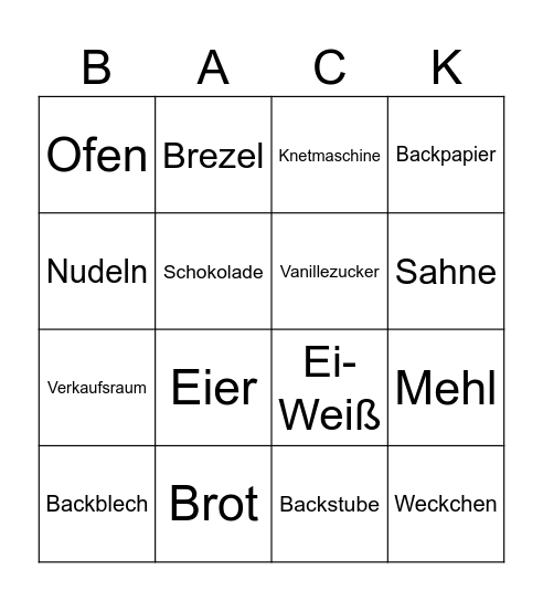 Back-Bingo Card