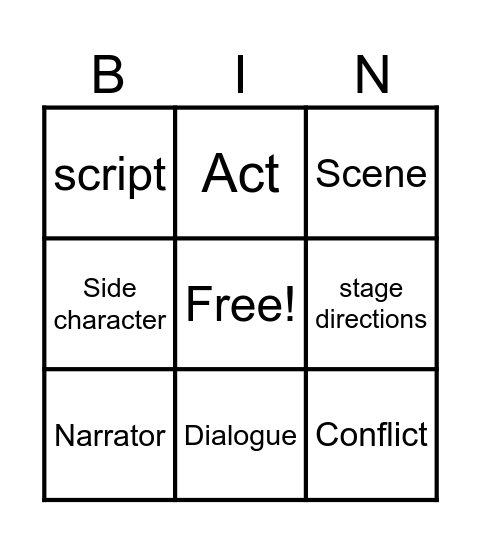 Elements of a drama Bingo Card