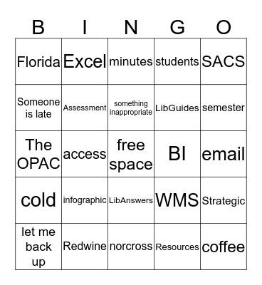 Library Meeting  Bingo Card