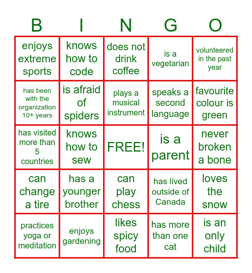 Stella's Circle Human Holiday Bingo Card
