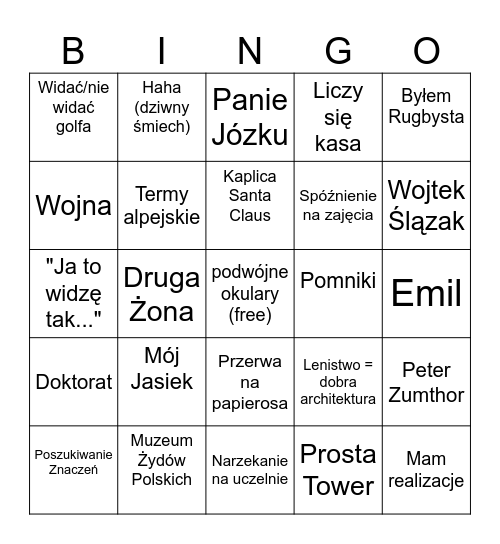 Grupa 5 Bingo Card