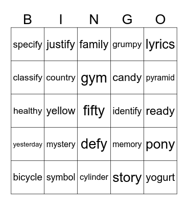 Many Jobs of "Y" Bingo Card