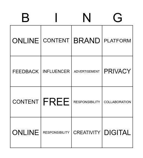 DIGITAL CITIZENSHIP Bingo Card