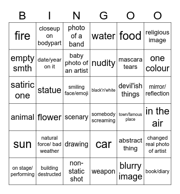 album cover Bingo Card