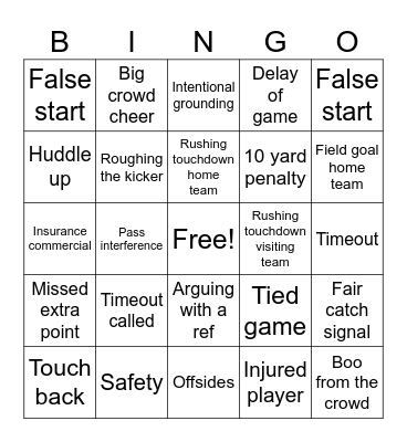 FOOTBALL BINGO Card