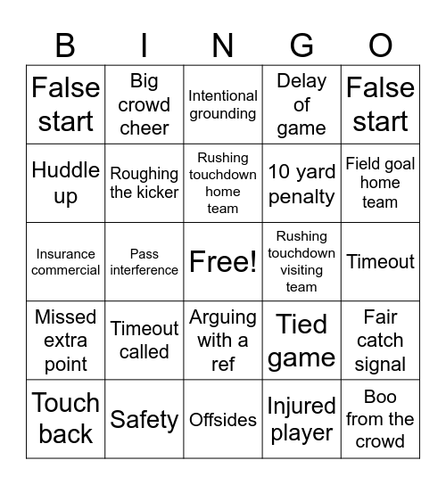 FOOTBALL BINGO Card