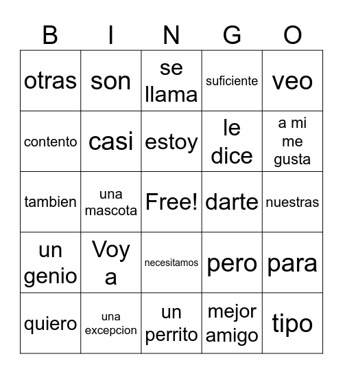Los Ninos Detectives Chap 3 Bingo Card