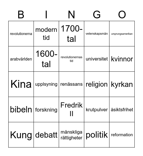 Upplysningen Bingo Card