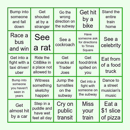 Welcome to NYC Bingo Card