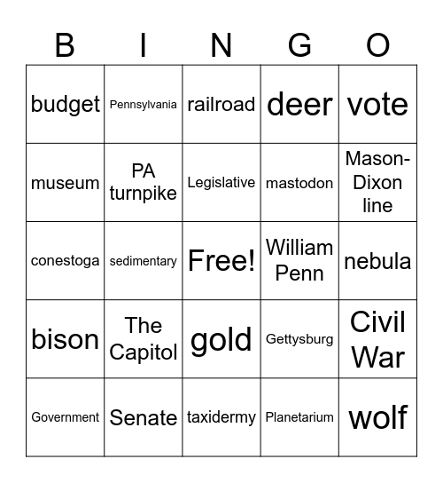 Field Trip Bingo- Araiza Bingo Card