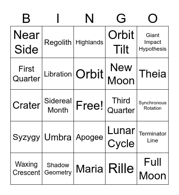 Moon Bingo Card