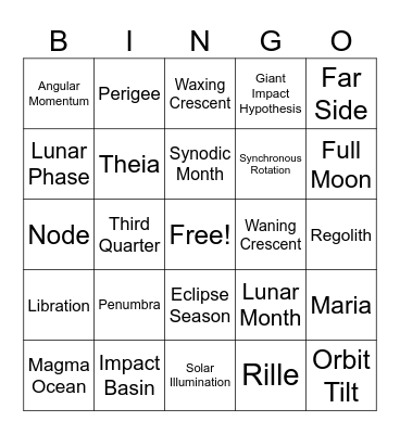 Moon Bingo Card