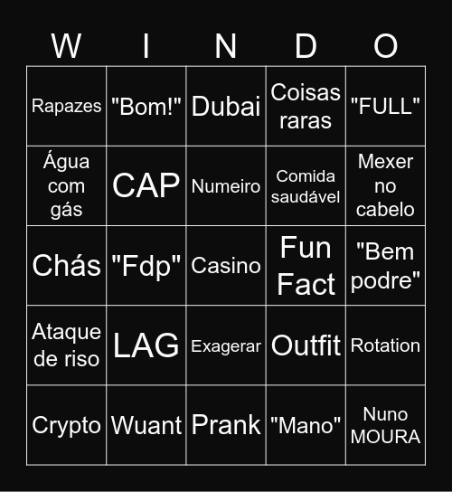 Windoh BINGOH Bingo Card