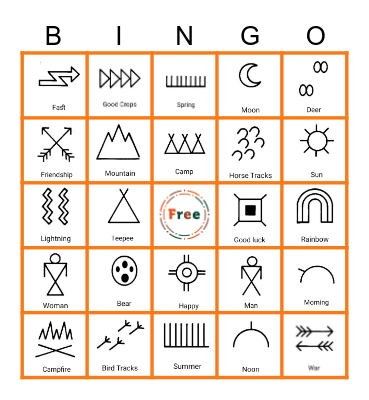 Native American Symbols Bingo Card
