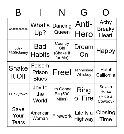 SINGO Bingo! Bingo Card