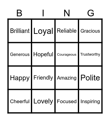 Feelings Bingo Card