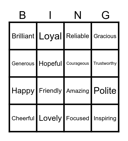 Feelings Bingo Card
