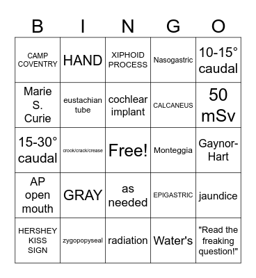 RAD OLYMPICS !! Bingo Card