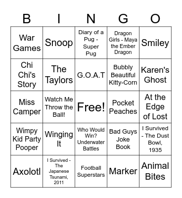 Book Fair Bingo Card