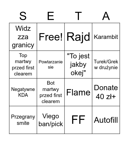 DRUNK STRIM Bingo Card