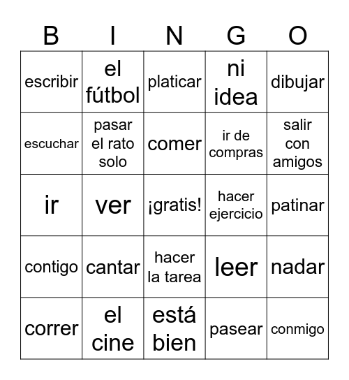 Vocab 3.1 Bingo Card