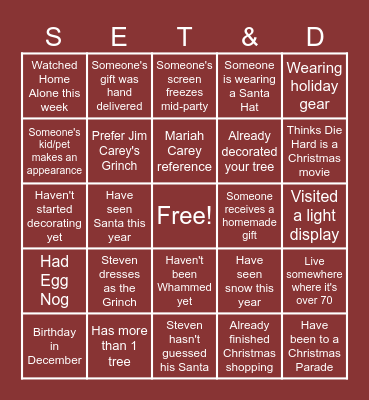 Happy Holidays! Bingo Card
