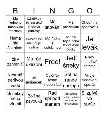 GET TO KNOW :) Bingo Card