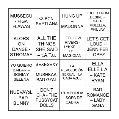 QUINTO MUSICAL ELS MILLORS 10 ANYS DE LA CRIDA Bingo Card