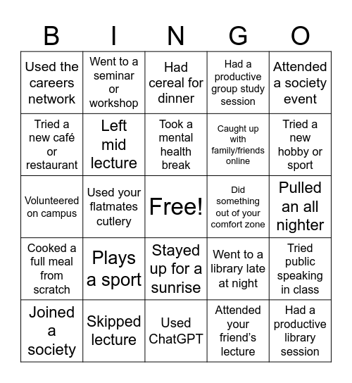 Untitled Bingo Card