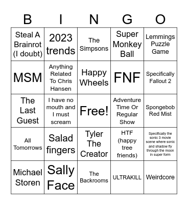 Fandom Bingo pt 3 (harder) Bingo Card