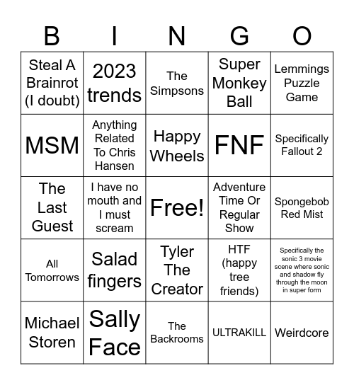 Fandom Bingo pt 3 (harder) Bingo Card