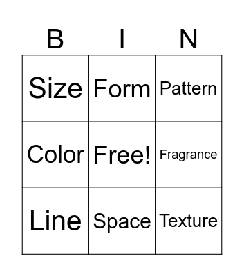 Elements of Design Bingo Card