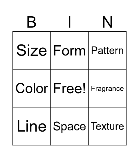 Elements of Design Bingo Card