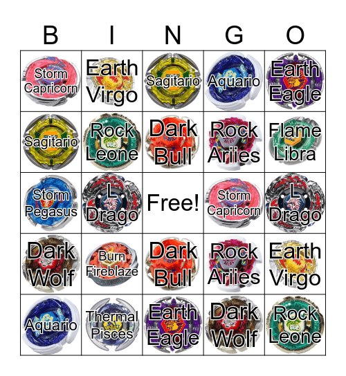 Beyblade Bingo Card